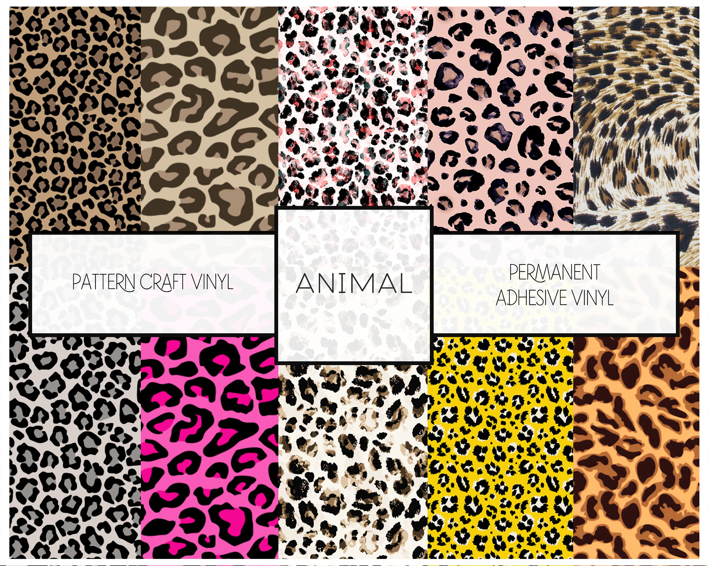 Black & White LEOPARD SPOTS Pattern #1 Adhesive Vinyl or HTV Heat Transfer  Vinyl