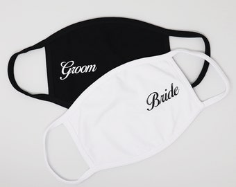 Bride Groom Face Mask Unisex One Size Side Print