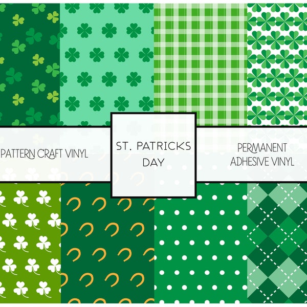 St. Patricks Day Pattern Vinyl Oracal 651 Permanent Adhesive Vinyl Patterned HTV Iron On Siser Cricut Cameo 12" roll | FREE SHIPPING 20+