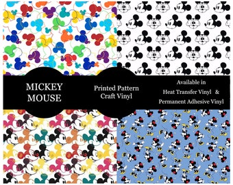 Mickey Permanent Vinyl Oracal 651 Minnie Pattern Vinyl - Mickey HTV Heat Transfer Tape Provided - Works with all Craft Cutters