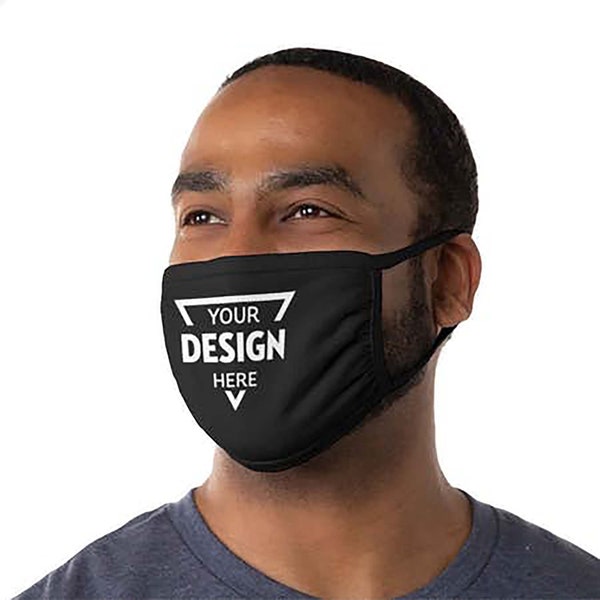 Custom Face Mask Print Logo Text Design Made in USA Double Layered Cotton Cloth Mask Reusable Washable Breathable Stretchy Comfortable