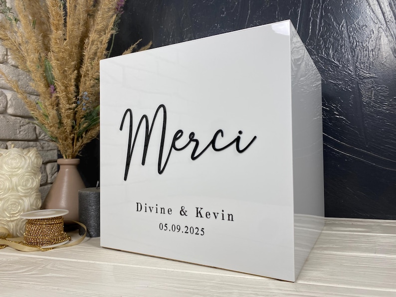 Personalized White Acrylic Wedding Card Box With Lock - Etsy