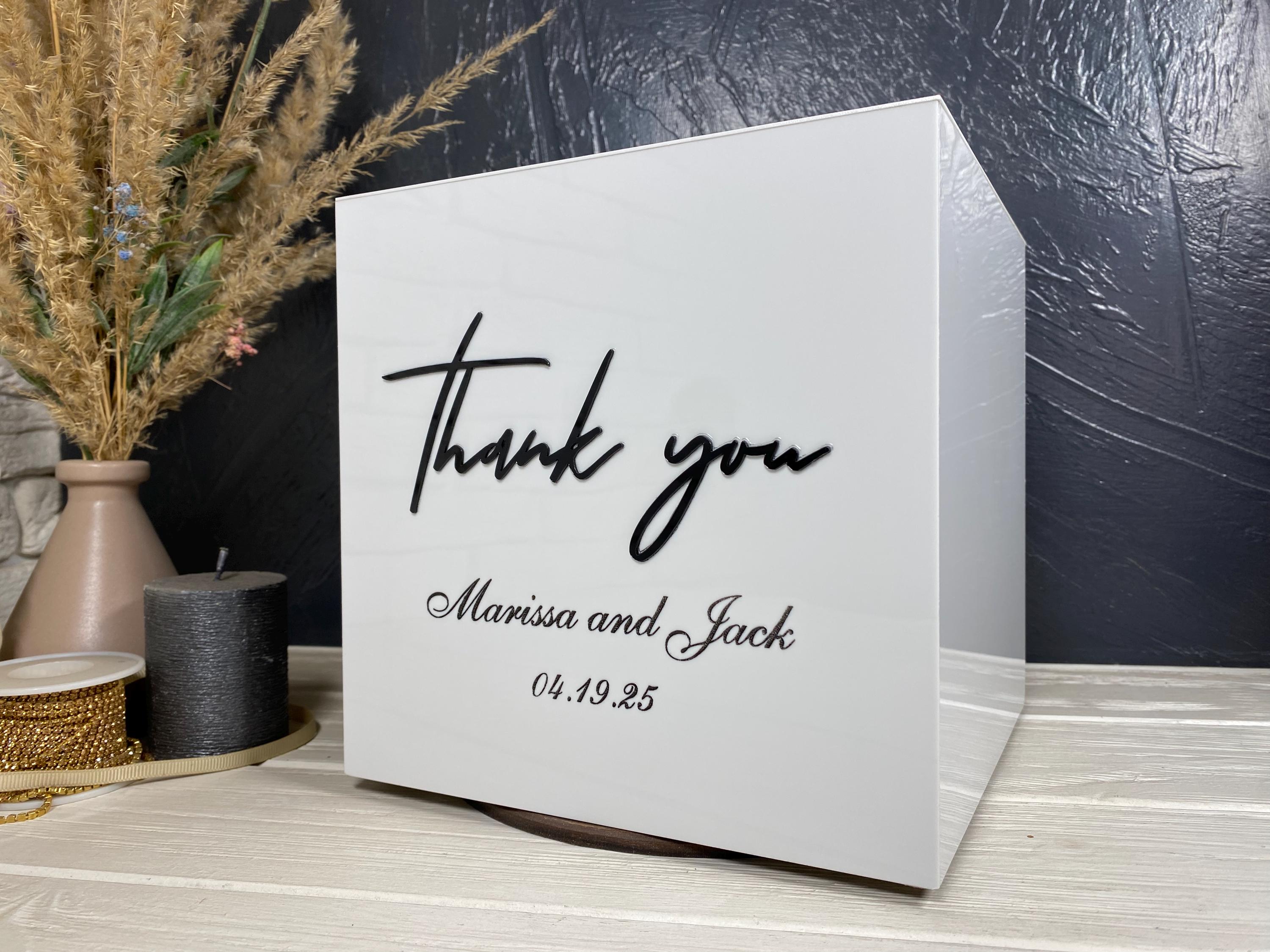 Personalized White Acrylic Wedding Card Box With Lock - Etsy