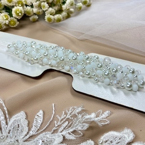 Handmade Wedding Garter: White Pearl Bridal Keepsake