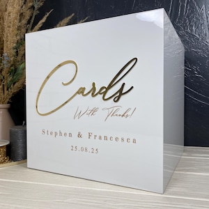 Personalized White Acrylic Wedding Card Box With Lock - Etsy