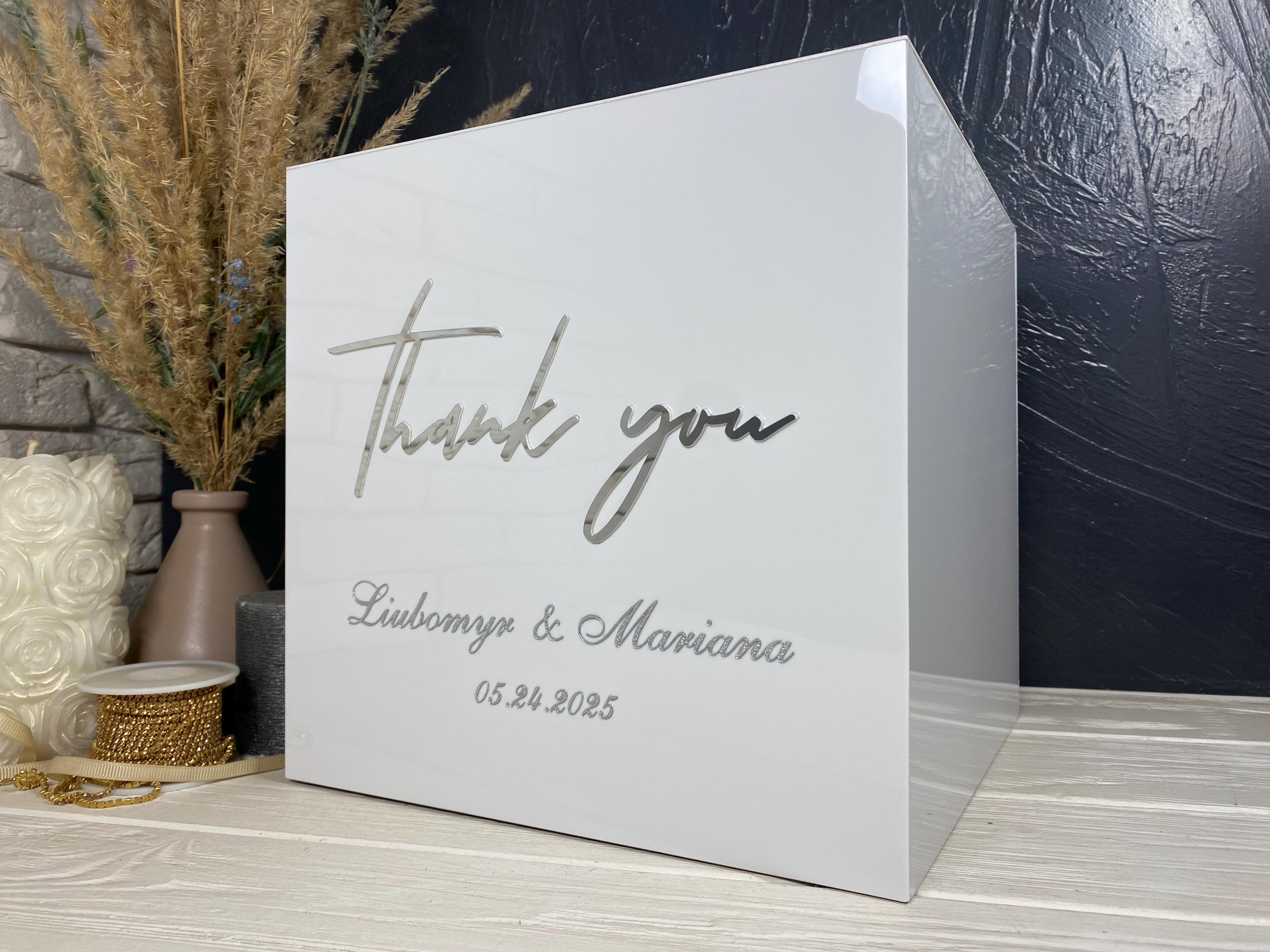 Personalized White Acrylic Wedding Card Box With Lock - Etsy