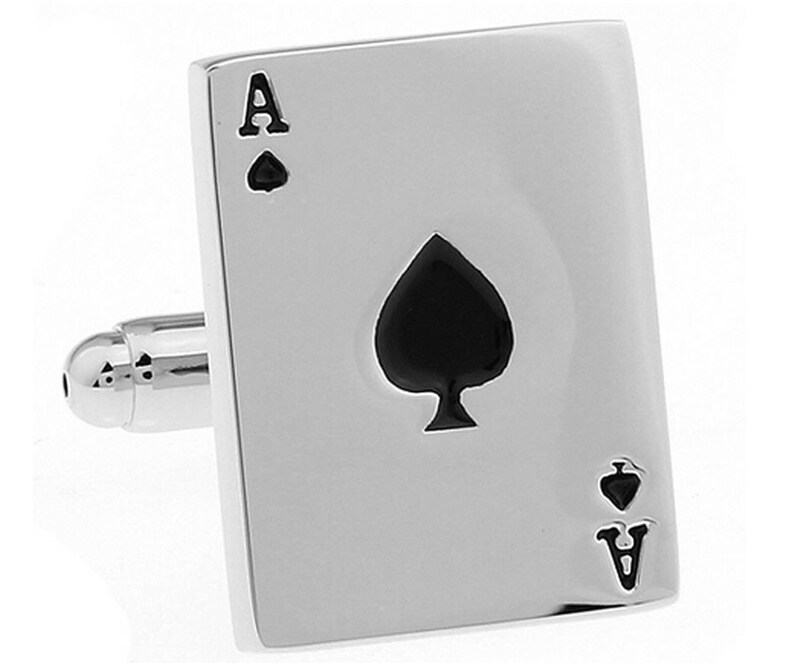 Ace of Spades Car Poker Las Vegas Death Card Spadille Cufflinks