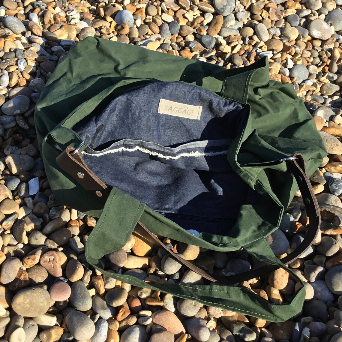 Baggage hand made dry oilskin lined bag Etsy