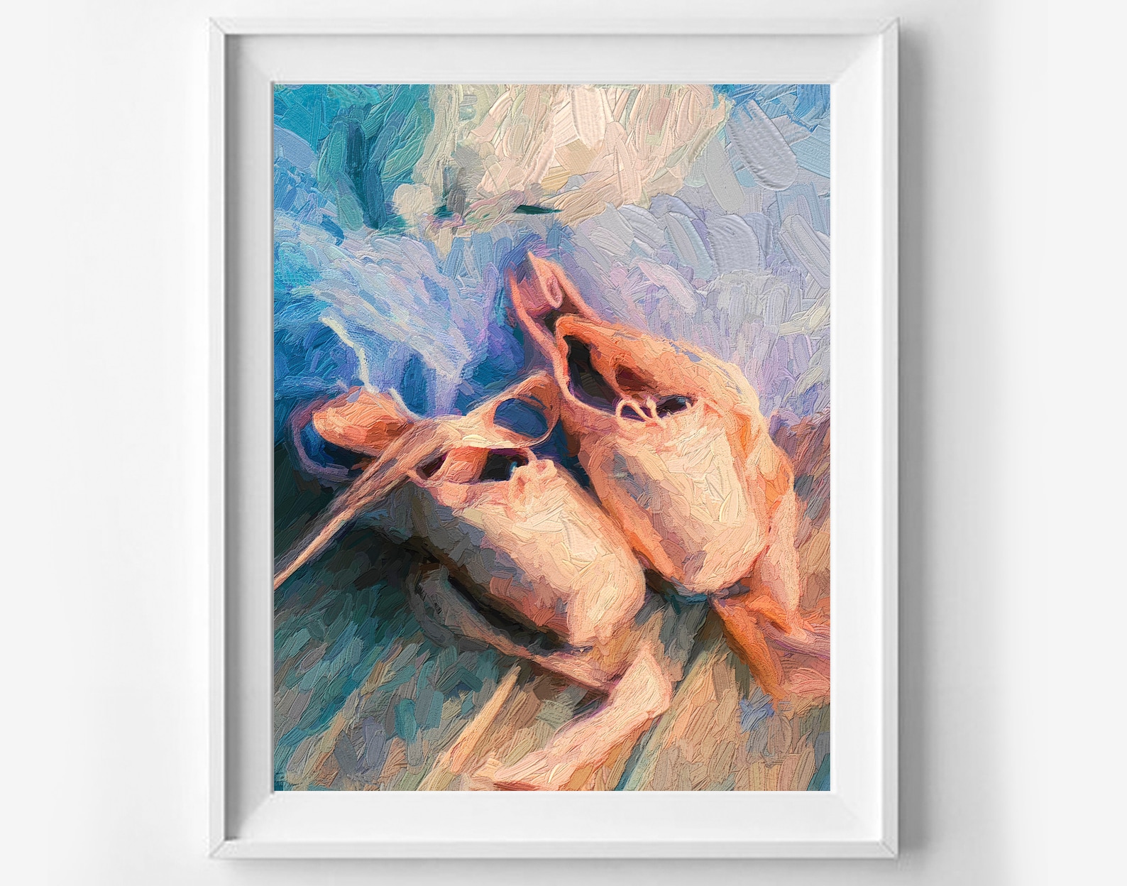 ballet shoes printable art, pointe oil painting, canvas print, ballet wall decor, modern wall decor, nursery printable, girls ro