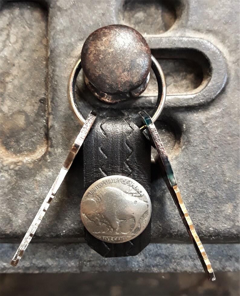 Buffalo Nickel Leather Keychain Native American Indian Made Etsy