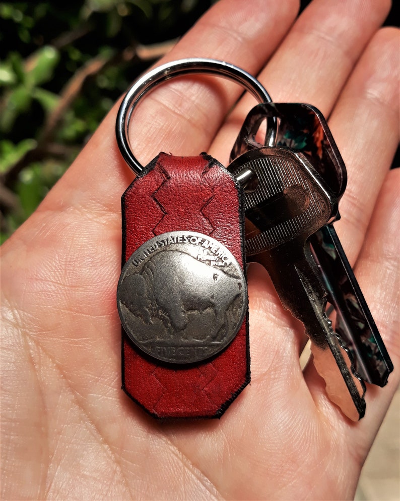 Mens Leather Keychain Native American Made Key Fob Outlaw Etsy