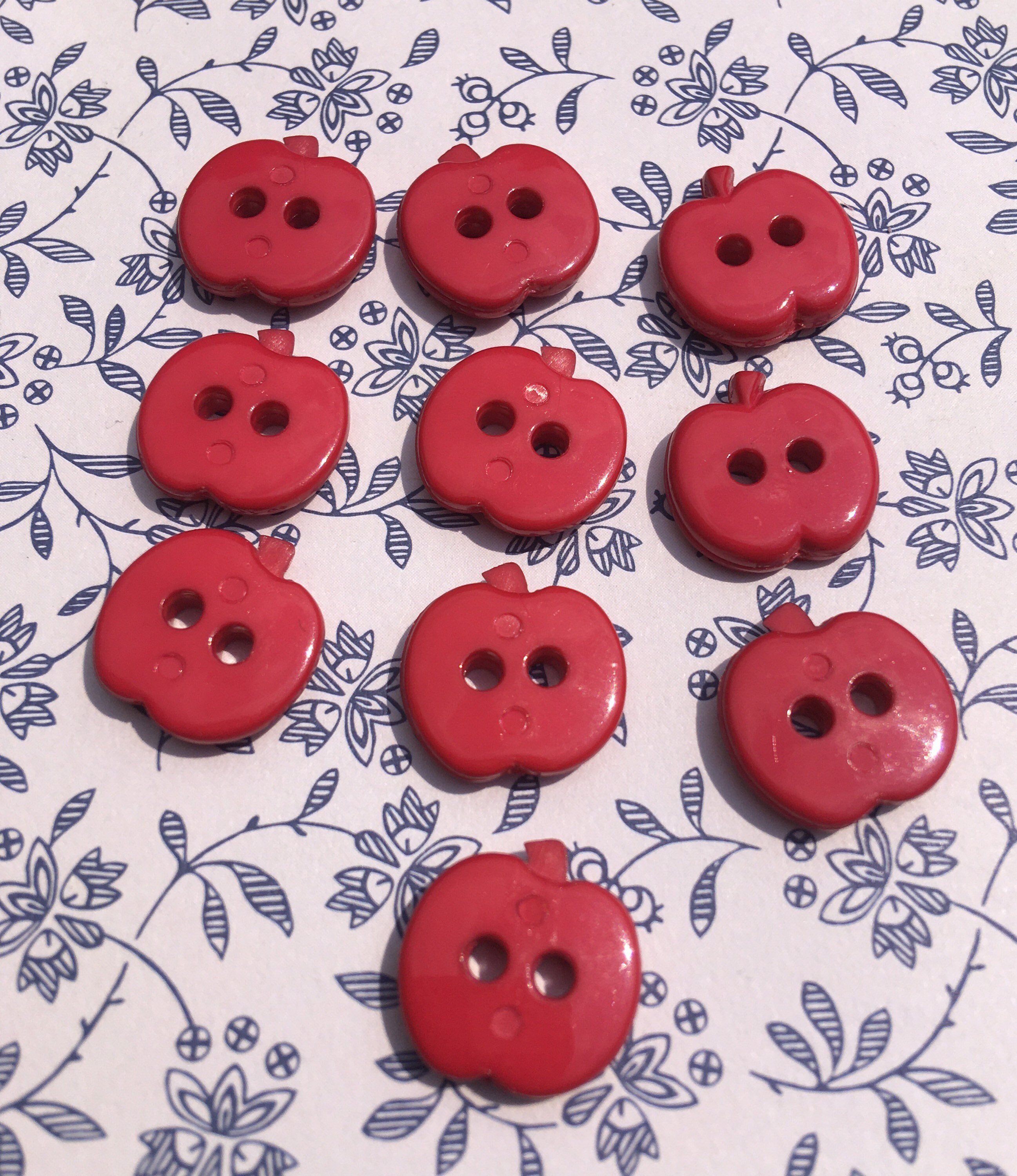 Set of Ten Cute Rosy Red Apple Buttons. 14mm. Childrens. Etsy