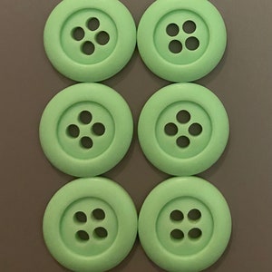 6 x New Mint Green Buttons. 23mm.