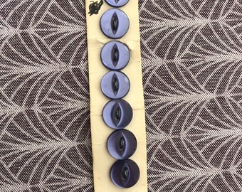 Strip of 8 New Vintage Purple Fish Eye Buttons. 11mm.