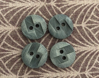 4 x Vintage Light Blue Zig Zag Buttons. 15mm