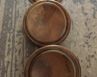 3 x Vintage Wooden Buttons. 22mm.