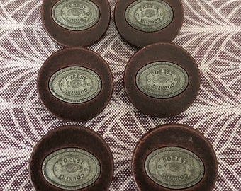 6 x New Vintage Dark Brown/Grey ‘Forest Country’ Buttons. 22mm/20mm/17mm/15mm.