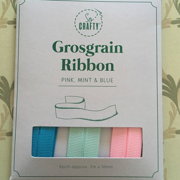 Nouveau pack de rubans Grosgrain si astucieux. Rose/Menthe/Bleu.