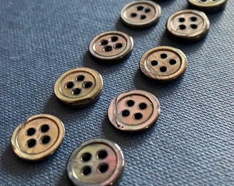 10 x New Vintage Smokey Grey Mother of Pearl Buttons. 11mm.