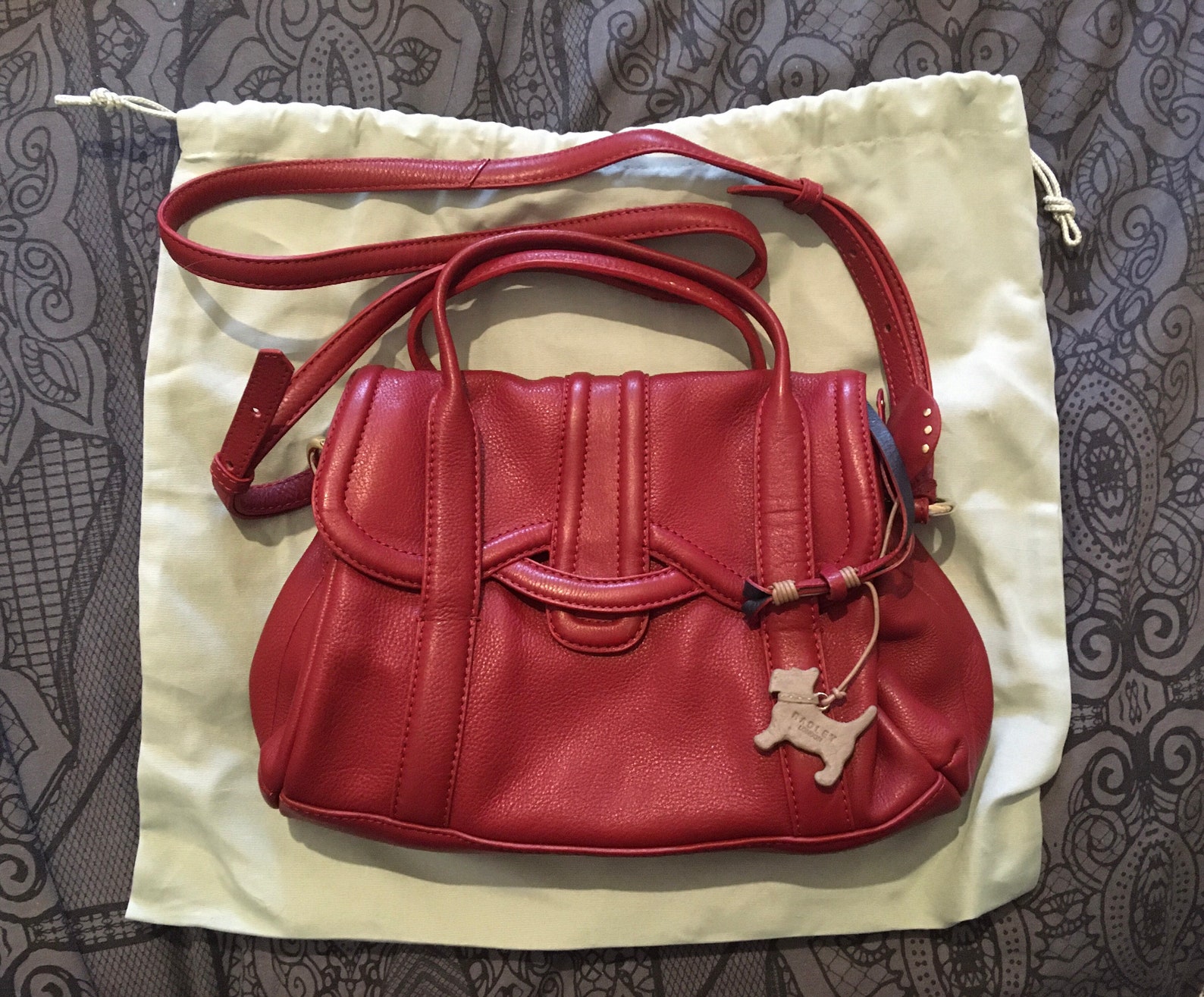 Vintage Preloved Red Radley Handbag With Dust Bag. Etsy