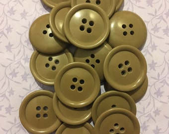 8 x vintage Brown Four Hole Buttons. 26mm.