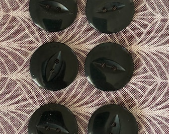 6 x Vintage Dark Navy Tinge Fish Eye Buttons. 23mm and 16mm.