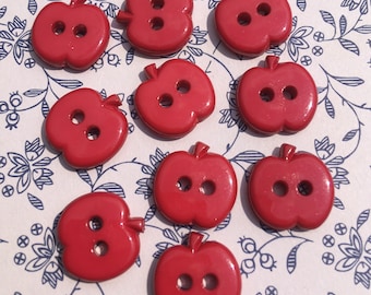 Ensemble de dix boutons mignons de pomme rouge rose. 14mm. Enfants. Tricot. Couture.