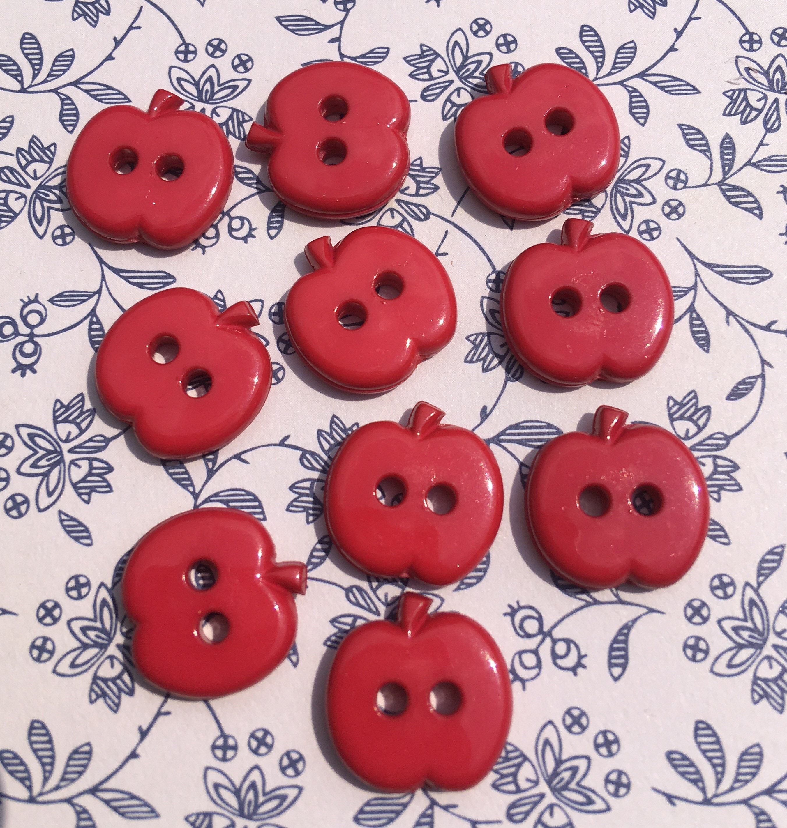 Set of Ten Cute Rosy Red Apple Buttons. 14mm. Childrens. Etsy