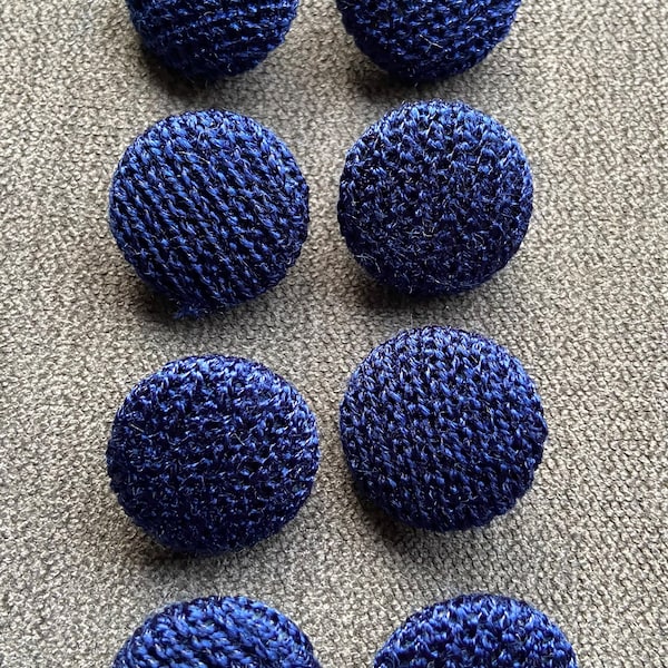 8 x New Vintage Navy Fabric Buttons.  24mm