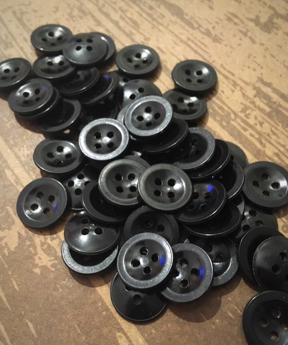 Bottoni Vintage Bombati Neri Per Cappotti: Pelle Scamosciata