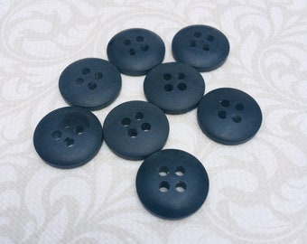 8 x black vintage buttons. 15mm.