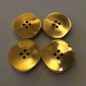 Set of Four Vintage Style Square Gold and Black Toned Plastic Buttons ...