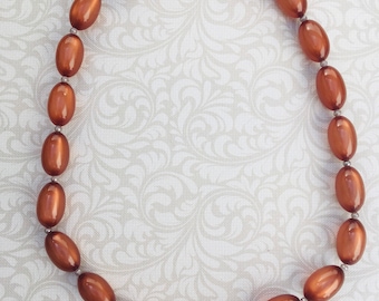 Vintage Copper Toned Bead Necklace.