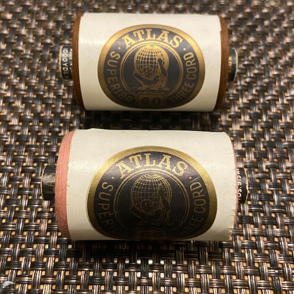 Vintage New Atlas Superior Three Cord Thread. 60. Brown and Pink.