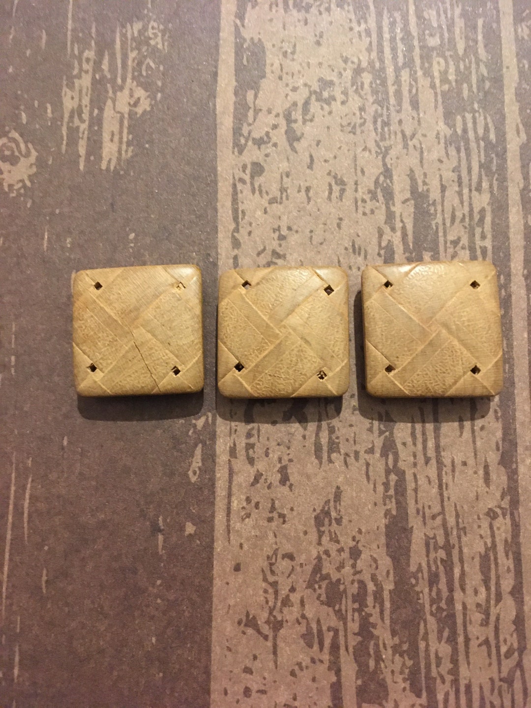 3 X Vintage Wooden Square Buttons. 23mm. - Etsy