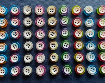 6 x New Double Coloured Buttons. 13mm. 9 Options.