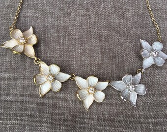 Miss Fox Gold and Silver Toned Flower Necklace. - Etsy