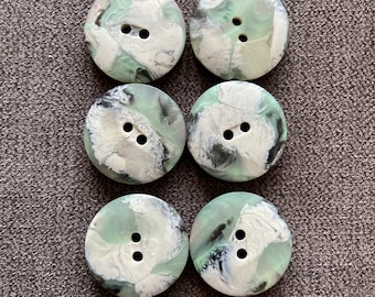 6 x Multi Coloured Marble Buttons. 22mm.