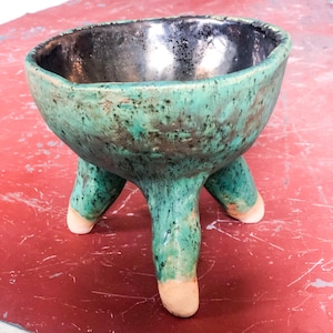 Incense burner, ceramic censer, handmade incense altar, incense burning vessel - incense holder, Elven Irish green