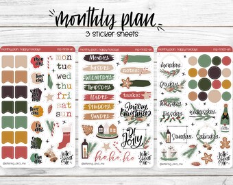 Set mensual stickers - "Happy Holidays" - para Bullet Journal o Agendas