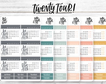 Stickers -"Twenty Four"- 2024 Calendar Bullet Journal and Planners, 2024 Monthly Calendar stickers