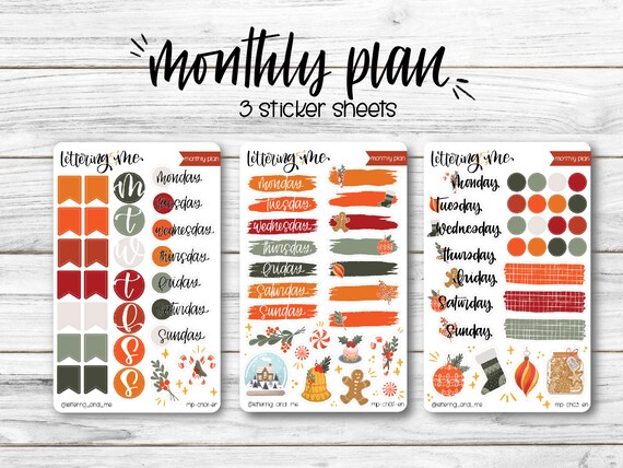 Paper CHRISTMAS MONTHLY PLANNER Sticker Kit|Christmas stickers ...