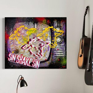 Sin Shake Sin, Merch, Rock band, Graffiti Art by bassist, Music, Don&#39;t Be Sheep, Propaganda Wall Decor, Political Rock, Abstract Art, Gift