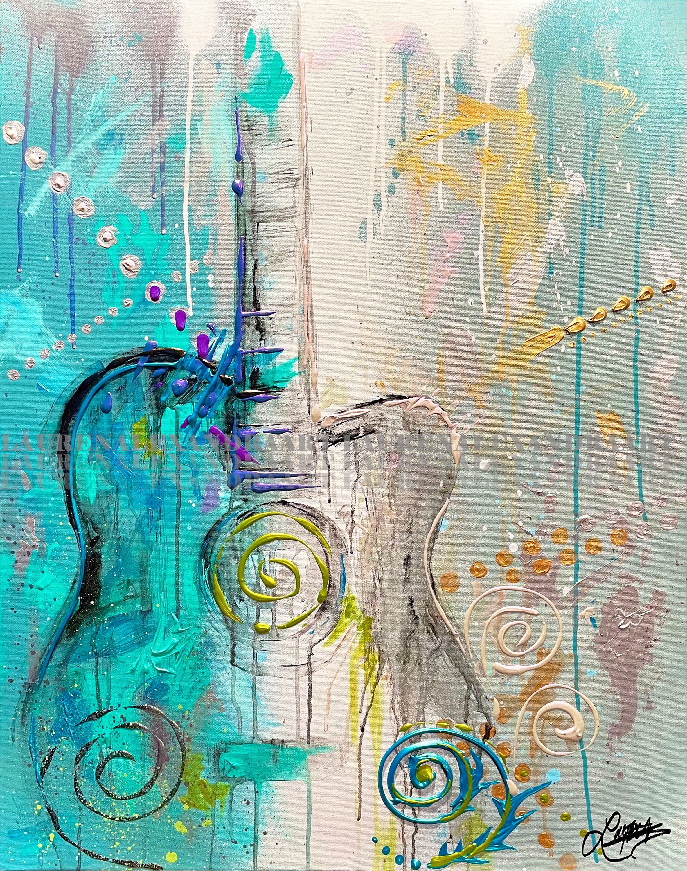 Abstract Guitar Painting: Sound Waves Music Art on Canvas - Etsy