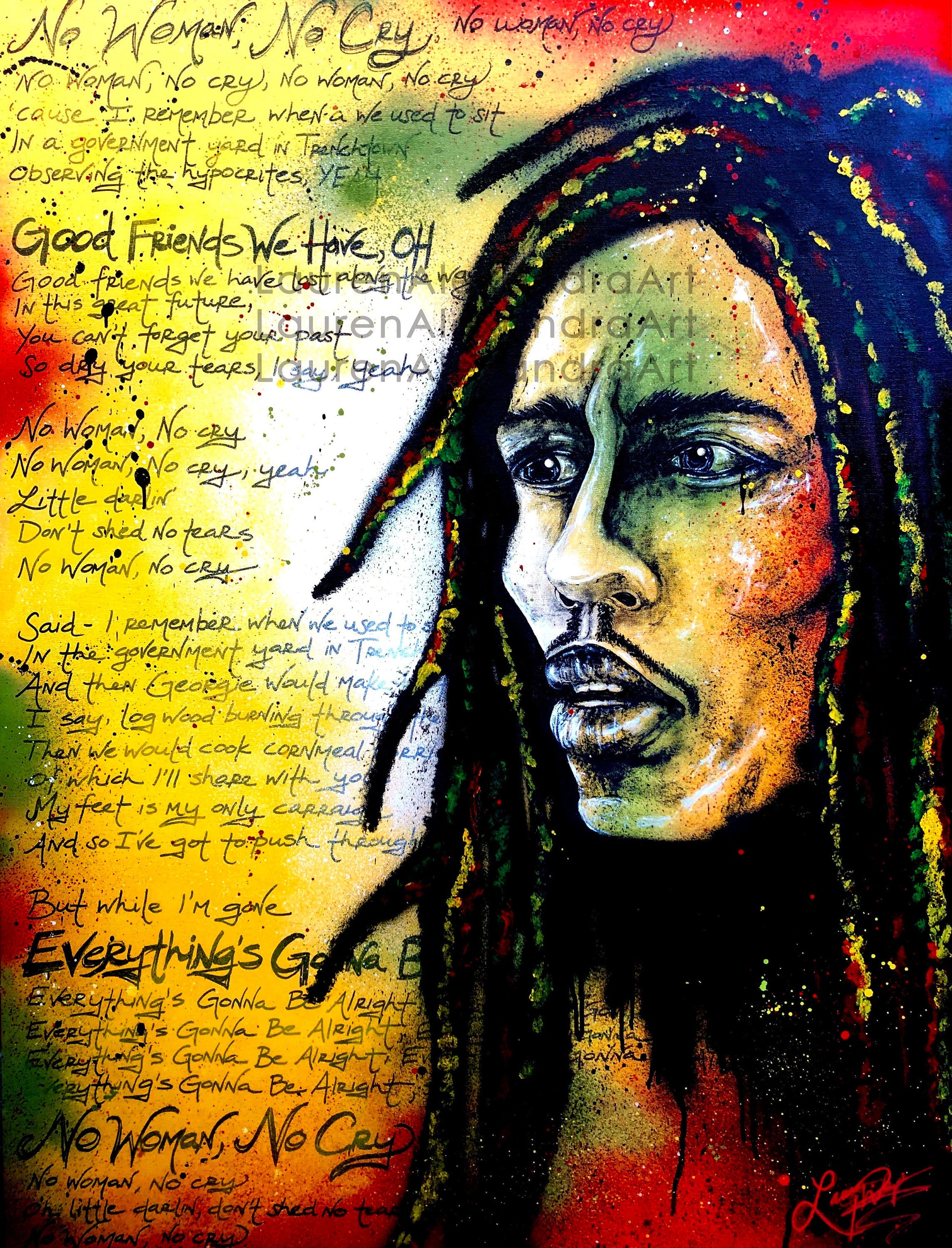 ボブマーリー　絵画 ボブ・マーリー、壁アート装飾、レゲエ音楽絵画、抽象画、ノー