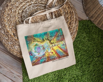 Vibrant Guitar Cotton Canvas Tote Bag - Music of Nashville - Artistic Design for Everyday Use