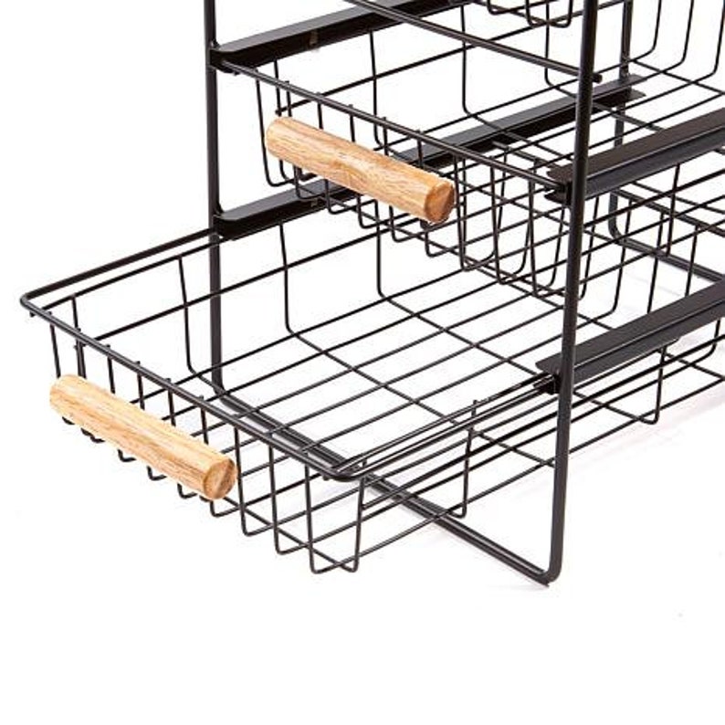 3 Drawer Countertop Organizer With Wooden Shelf Kitchen Etsy