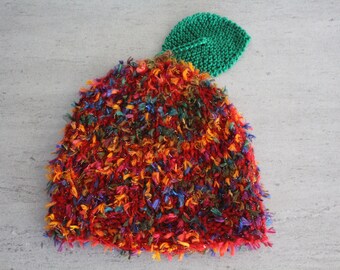 Knitted Fruit Beanie - Fluffy Red (Adult)