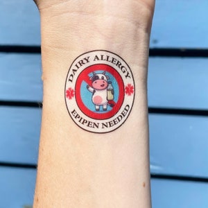 Dairy Allergy- Epipen Needed Medical Alert Tattoo