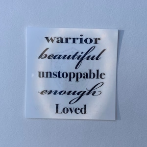 Positive affirmation temporary tattoos, mini temporary tattoos, warrior tattoos, I am enough
